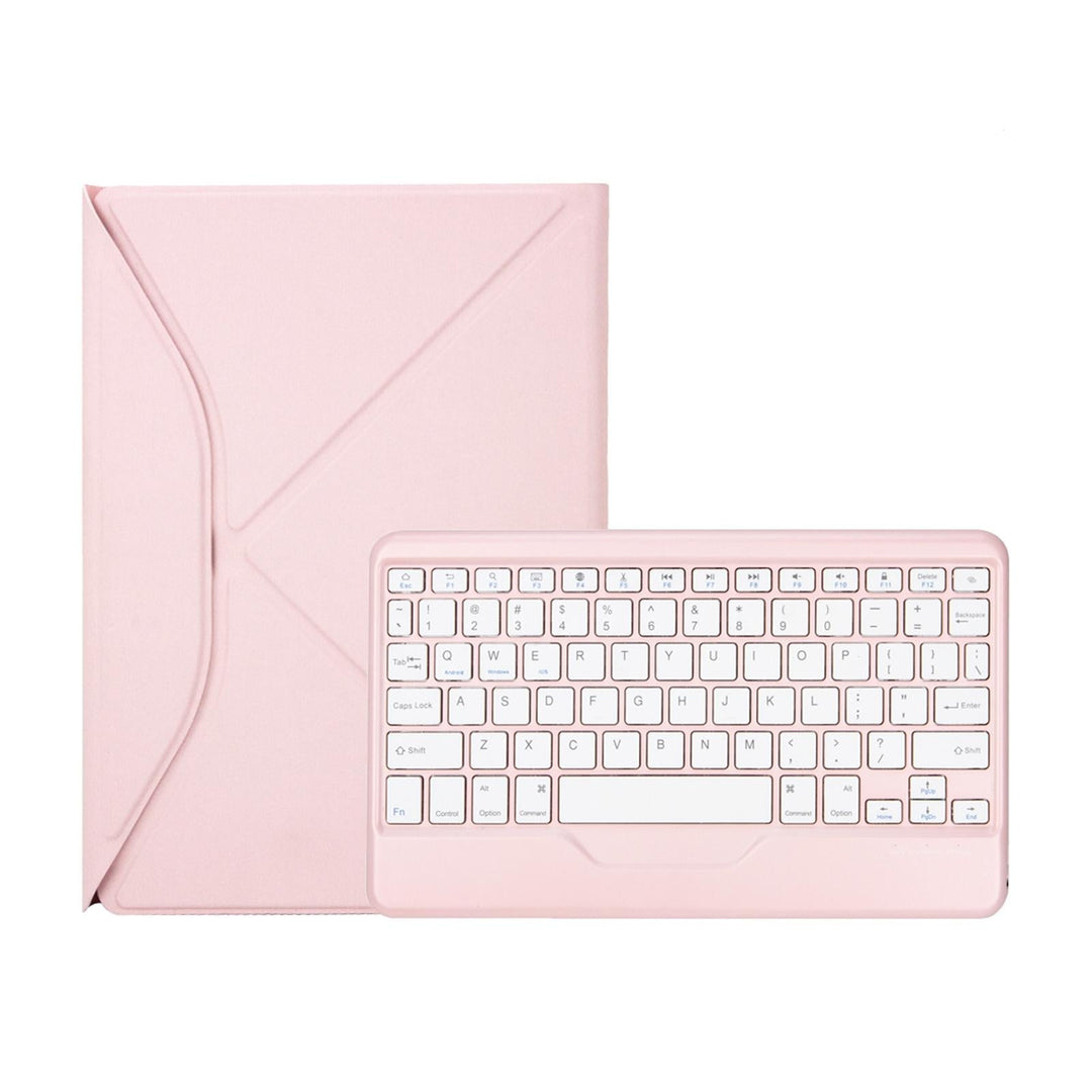 Bluetooth Keyboard Leather Tablet Case With Pen Slot - Pink