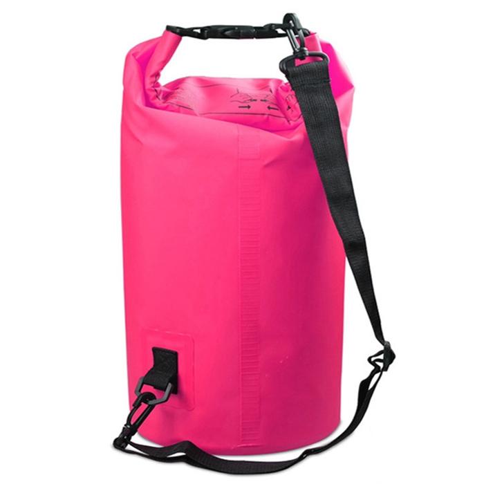 30L Outdoor Waterproof Double Shoulder Bag Dry Sack Pvc Barrel Bag - Pink
