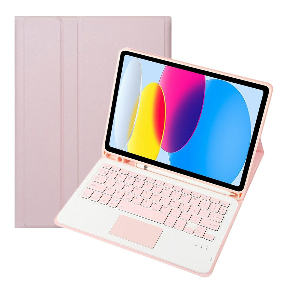 2022 Ipad 10.9 Lambskin Bluetooth Keyboard Case With Pen Slot - Pink
