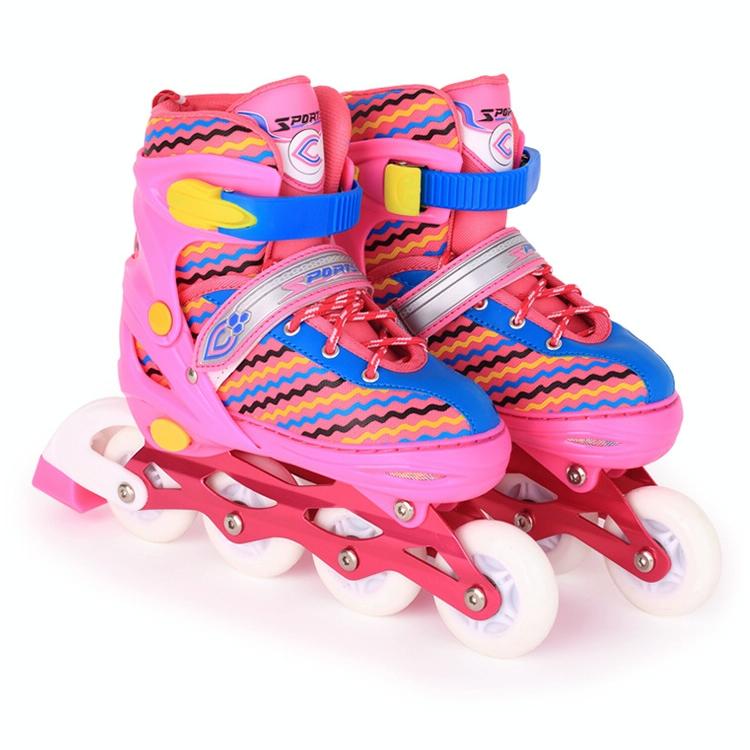 Kids' Full-flash Roller Skates - White Size m - Pink
