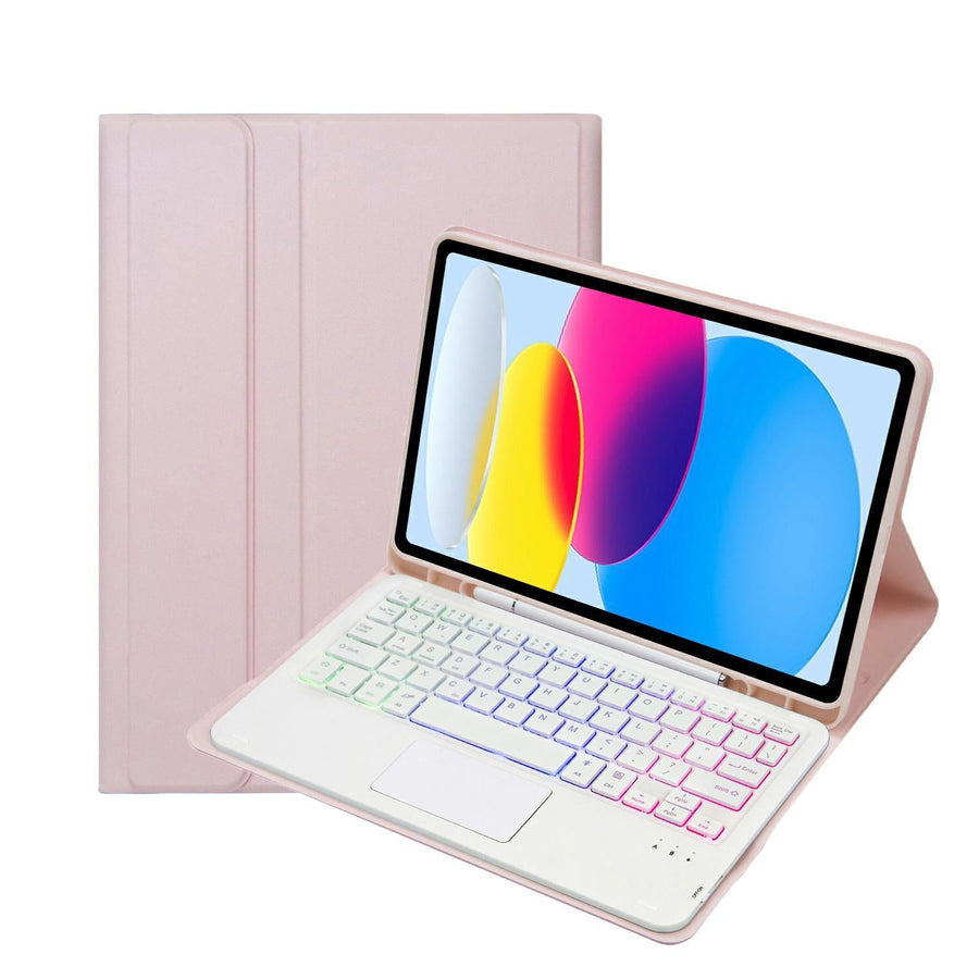 2022 Ipad 10.9 Lambskin Keyboard Case With Backlight & Pen Slot - Pink