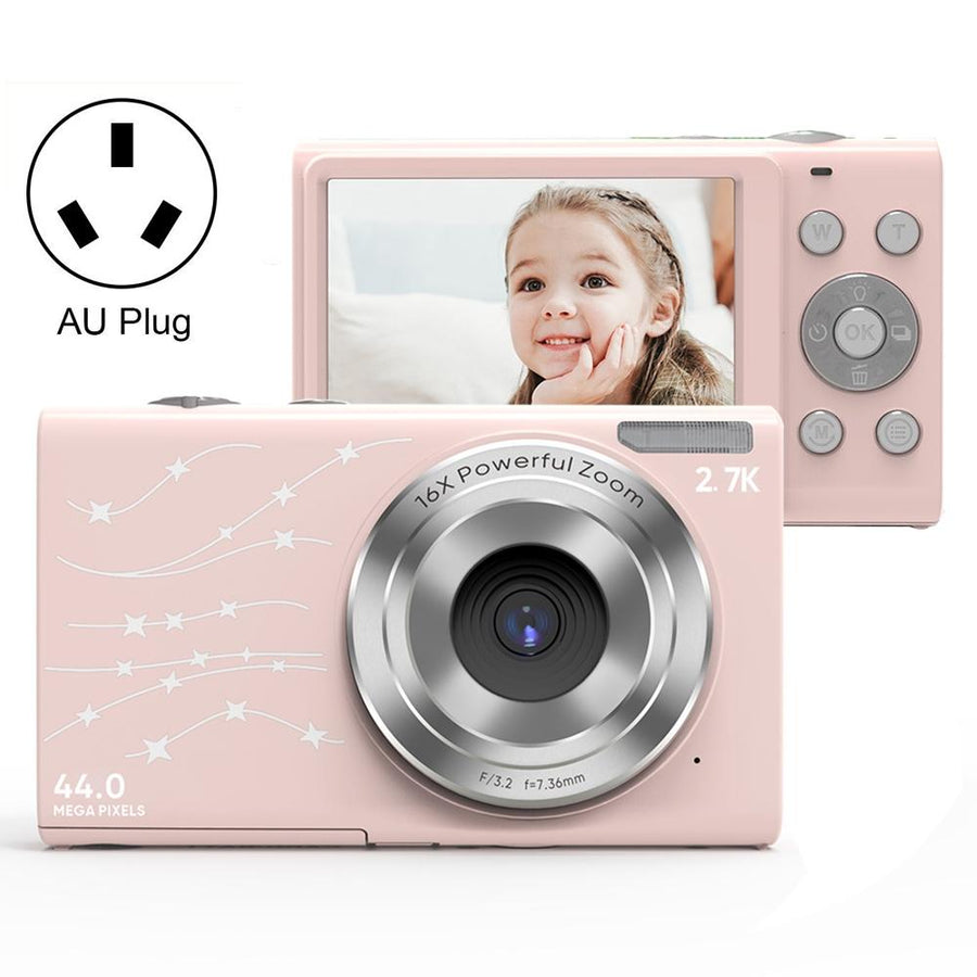 Full Hd 1080p Digital Camera with 44mp 16x Zoom - 2.4 Inch Screen for Children - Pink