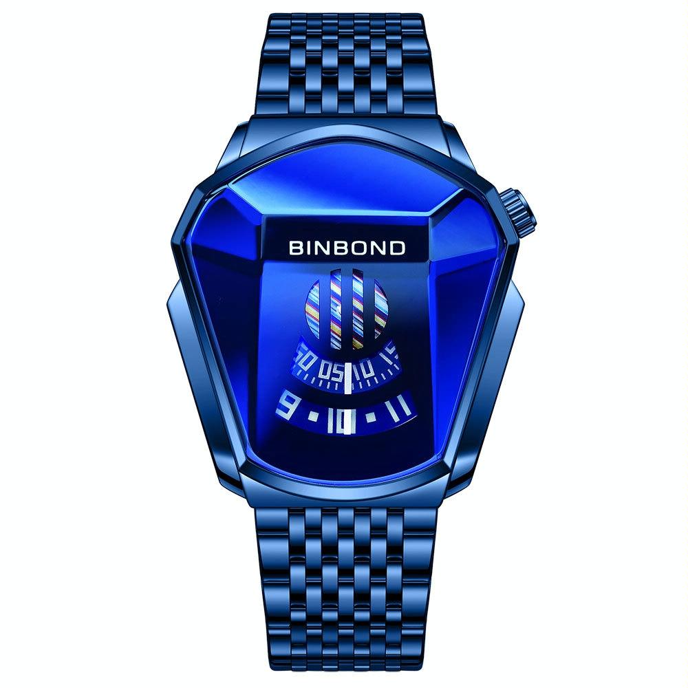 Black Steel Belt Men Watch with Live Technology - Blue Steel Blue Face