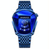 Black Steel Belt Men Watch with Live Technology - Blue Steel Blue Face