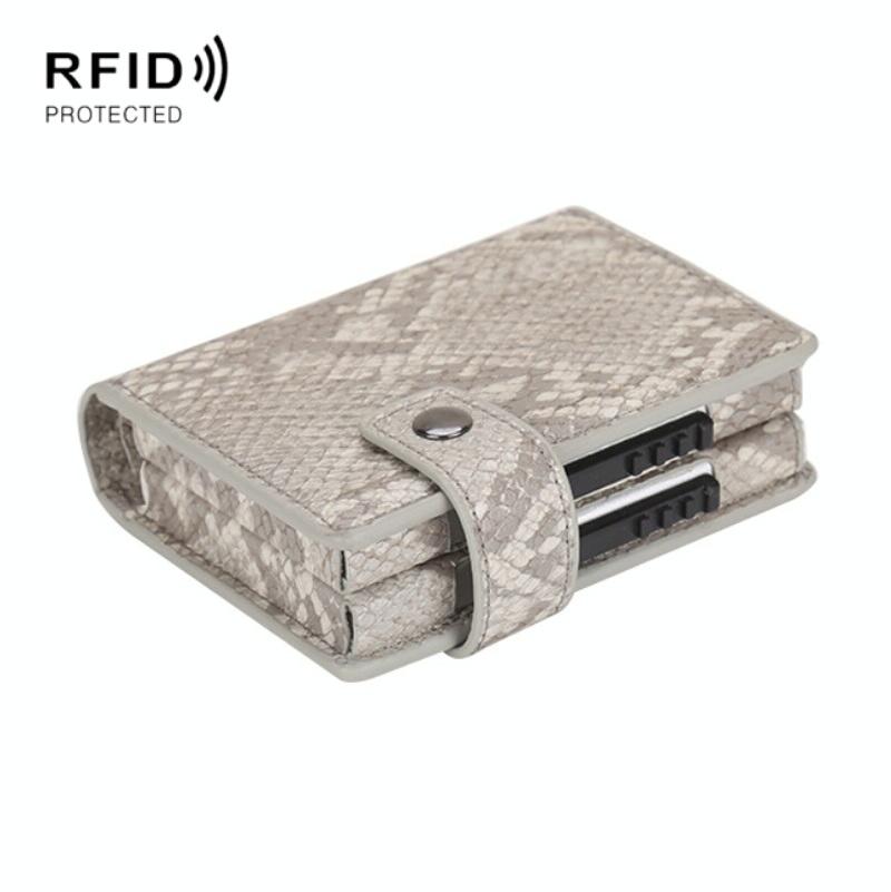 Secure Dual Card Wallet with Rfid Blocking - Snake Pattern Gray
