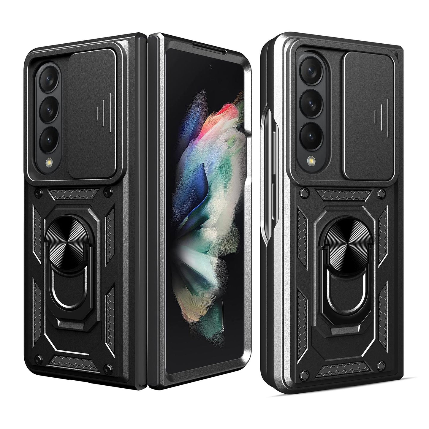 Samsung Galaxy z Fold 4 Tpu Pc Case with Sliding Camera Cover - Black