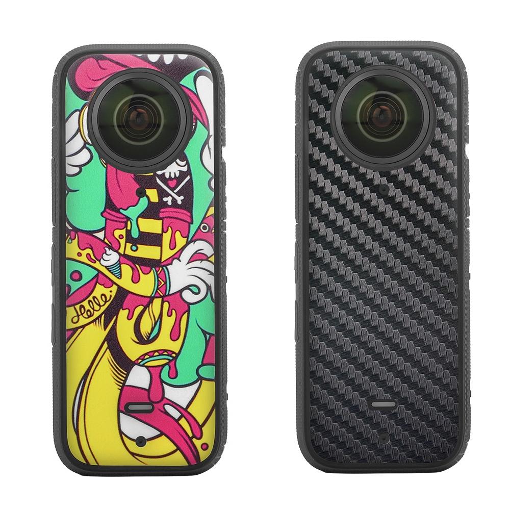 Protective Film Stickers for Dji Insta360 X3 Panoramic Camera - Hip -Hop + Carbon Pattern Black