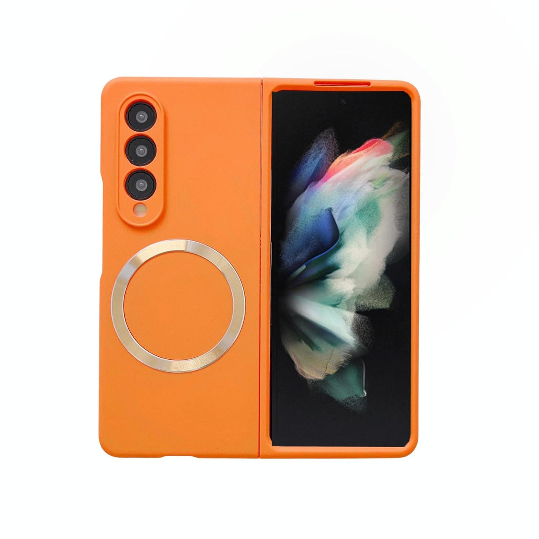 For Samsung Galaxy Z Fold4 5G Magnetic Skin Case - Magsafe - Orange