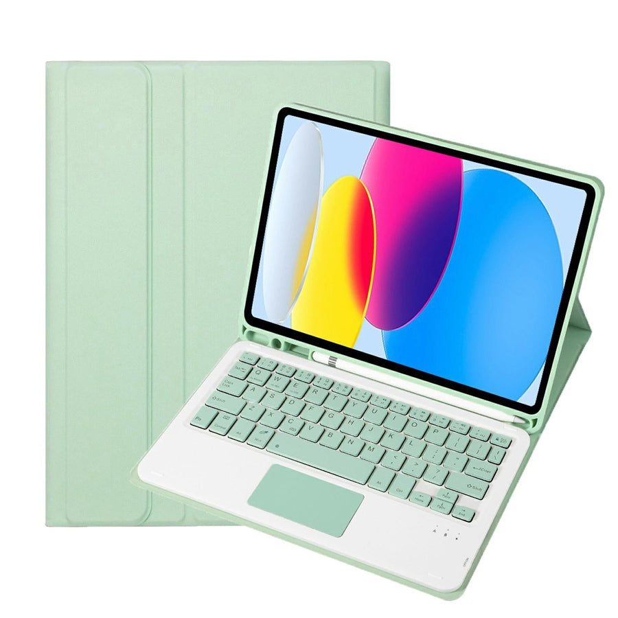 2022 Ipad 10.9 Lambskin Bluetooth Keyboard Case With Pen Slot - Green