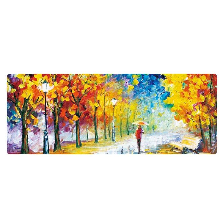 Large Oil Painting Desk Rubber Mouse Pad - Autumn Leaves