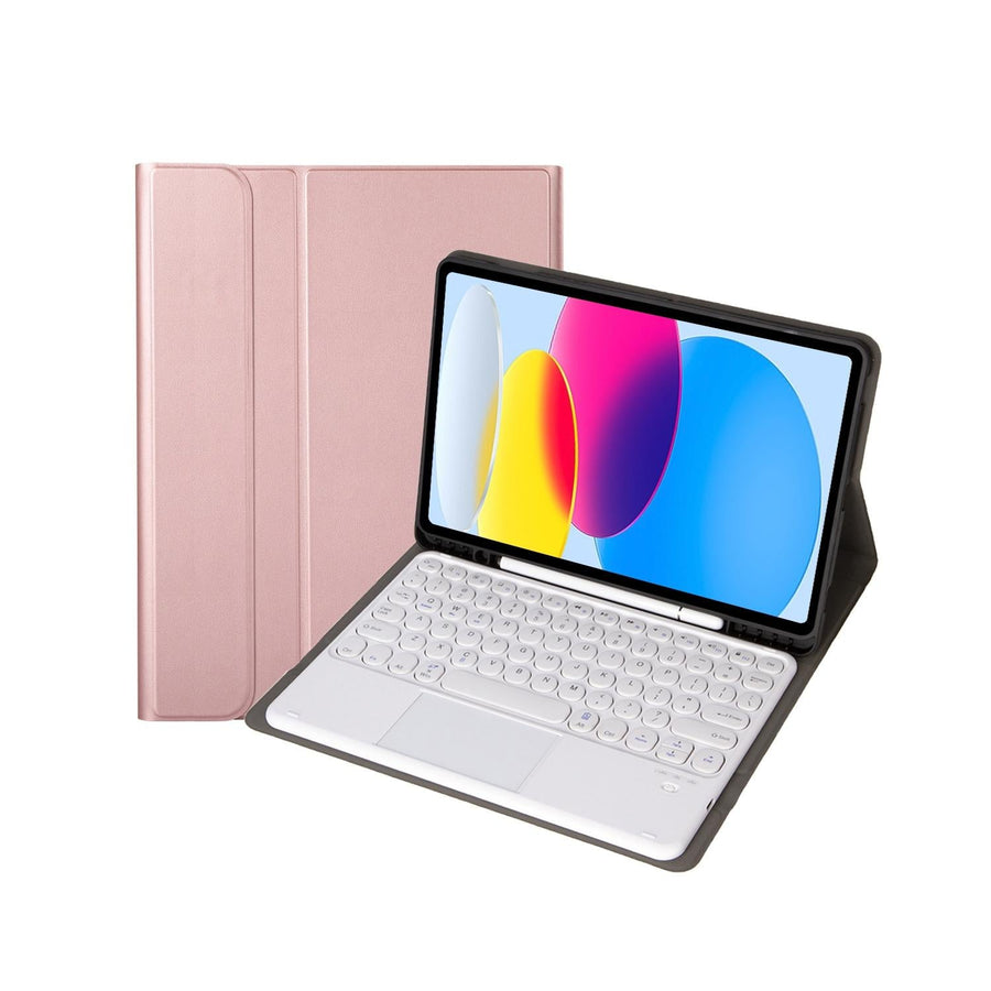 2022 Ipad 10.9 Lambskin Bluetooth Keyboard Case With Pen Slot - Rose Gold