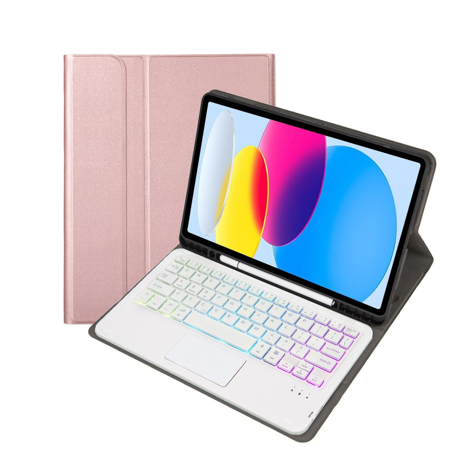 2022 Ipad 10.9 Lambskin Keyboard Case With Backlight & Pen Slot - Rose Gold