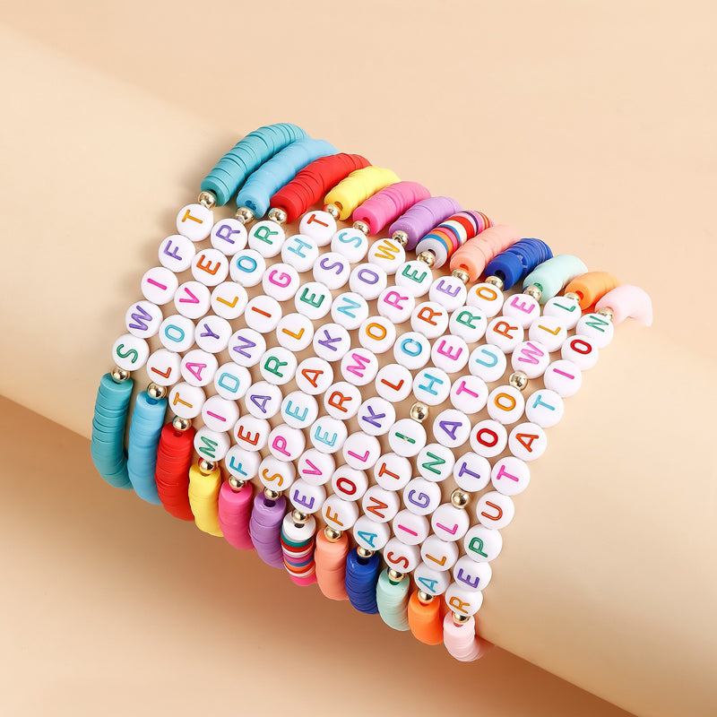 Vibe Geeks Album Inspired Taylor Concert Friendship Bracelet Polymer Clay Beads - 1-12Pcs