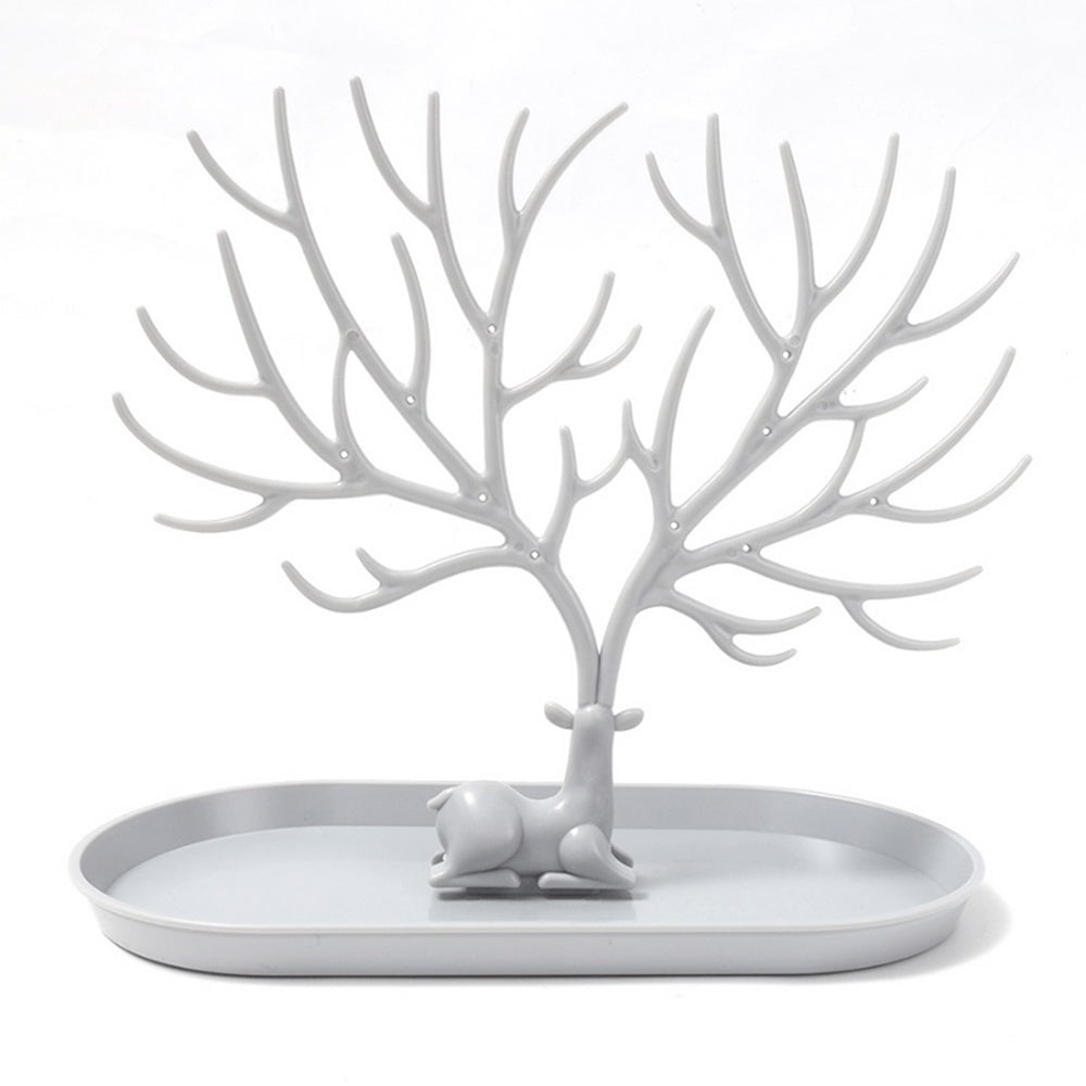 Vibe Geeks Antlers Tree Tower Jewelry Display Stand for Ring Earrings Necklace Bracelet - Grey Basic Model