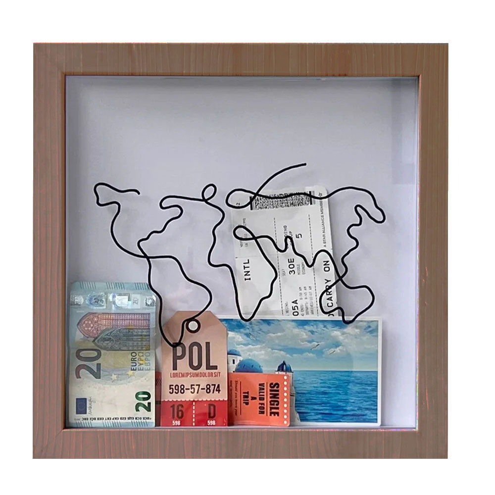 Vibe Geeks Adventure Archive Box Wood Frame Travel Tickets Keepsakes Storage Frame - Coffee - Medium