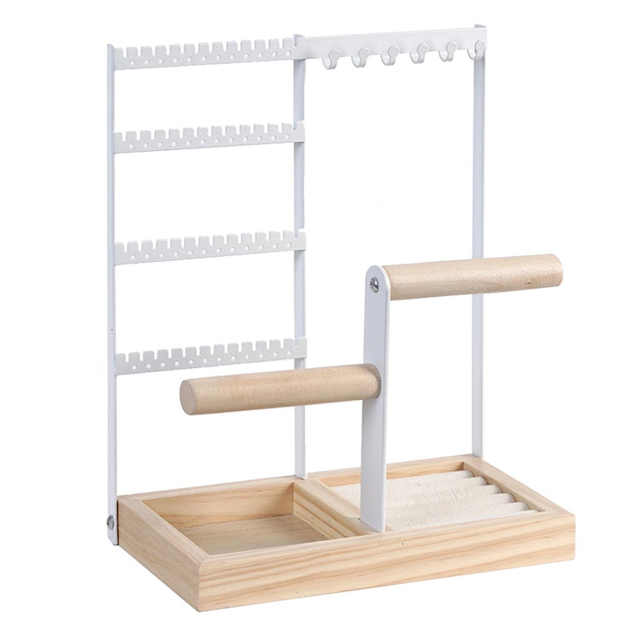 Vibe Geeks Desktop Jewelry Organizer Jewelry Stand with Ring and Bracelet Holder - White
