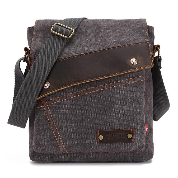 Retro Canvas Vertical Shoulder Messenger Bag Functional & Stylish - Grey