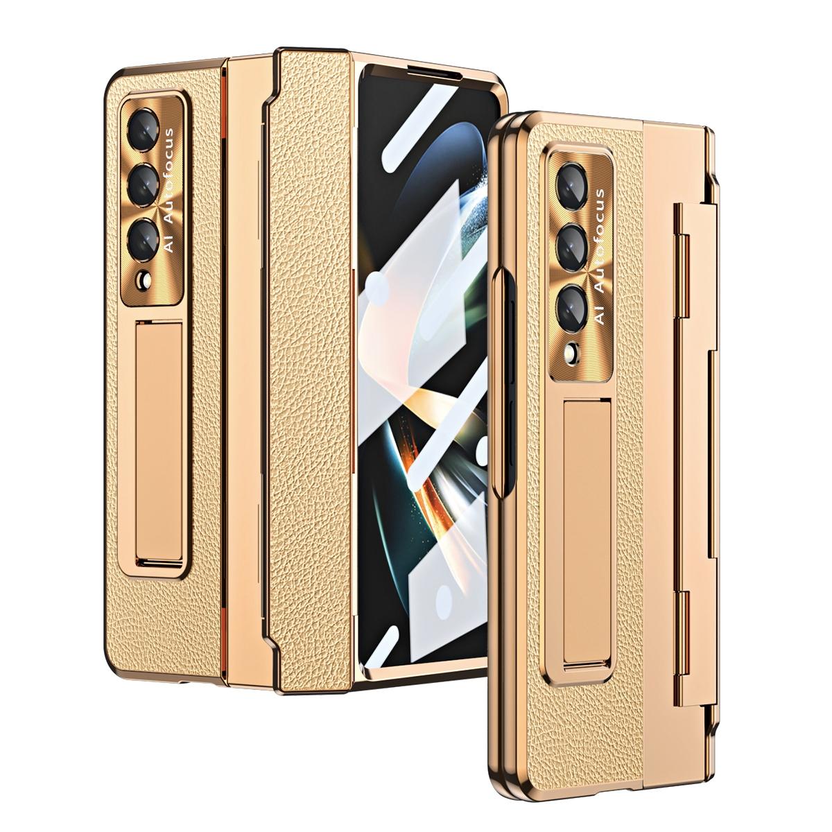 For Samsung Galaxy z Fold4 5G Full Coverage Phone Case with Hinge - Integrated Design - Gold + Gold