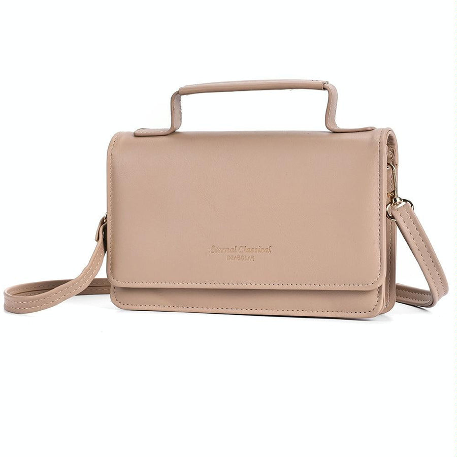 Versatile Small Square Shoulder Phone Bag - Compact & Functional - Khaki