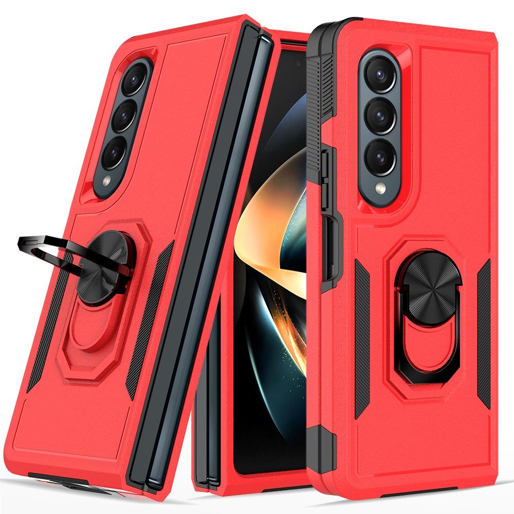 Galaxy z Fold 4 Tpu Shockproof Case with Ring - 2 in 1 Design - Red