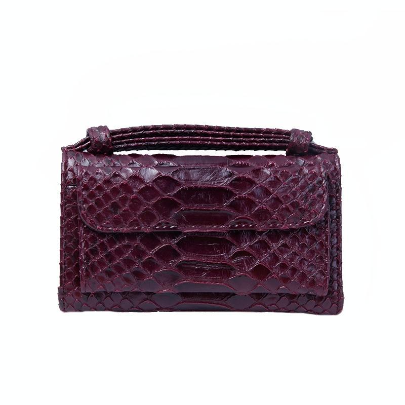 Chain Crossbody Bag with Snake Texture Print - 14 Purple