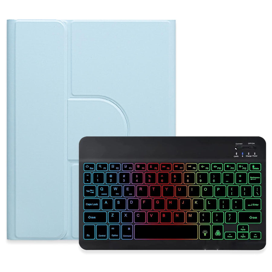 360 Degree Rotatable Bluetooth Keyboard Leather Case With Three-Colour Backlight - Pink - For Ipad 10Th Gen 10.9 2022