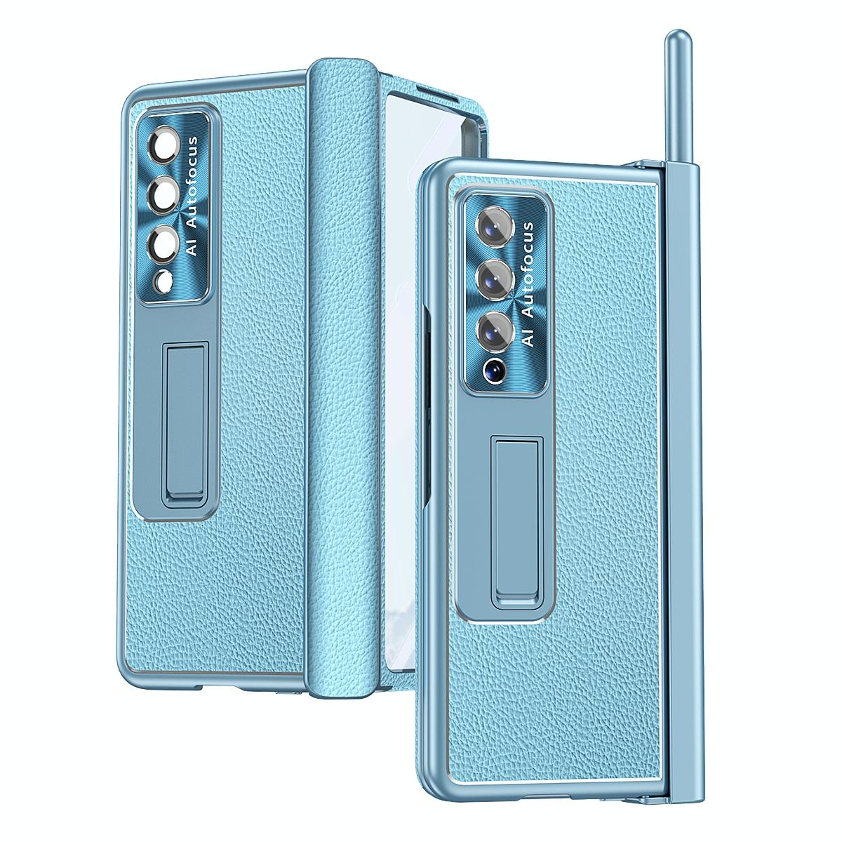 For Samsung Galaxy Z Fold4 5G Shockproof Magnetic Litchi Pattern Phone Case - Far Peak Blue