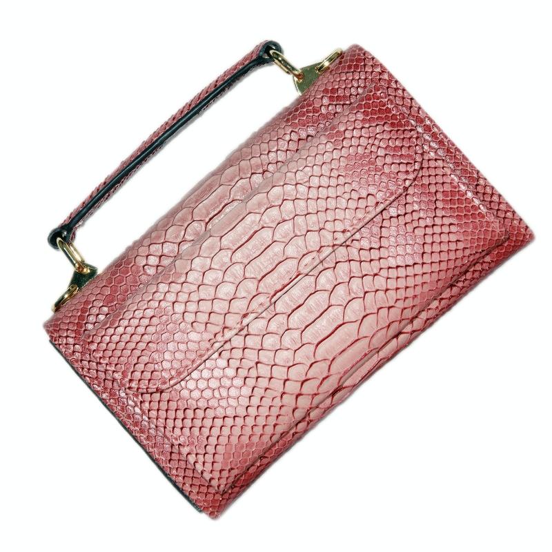 Versatile Lady Crossbody Wrist Bag - Multi-functional - Snake Pattern Pink