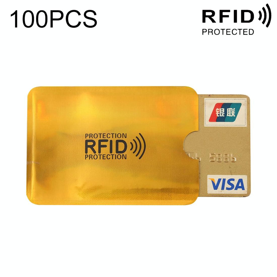 100-pack Aluminum Foil Rfid Blocking Credit Card Case - Gold