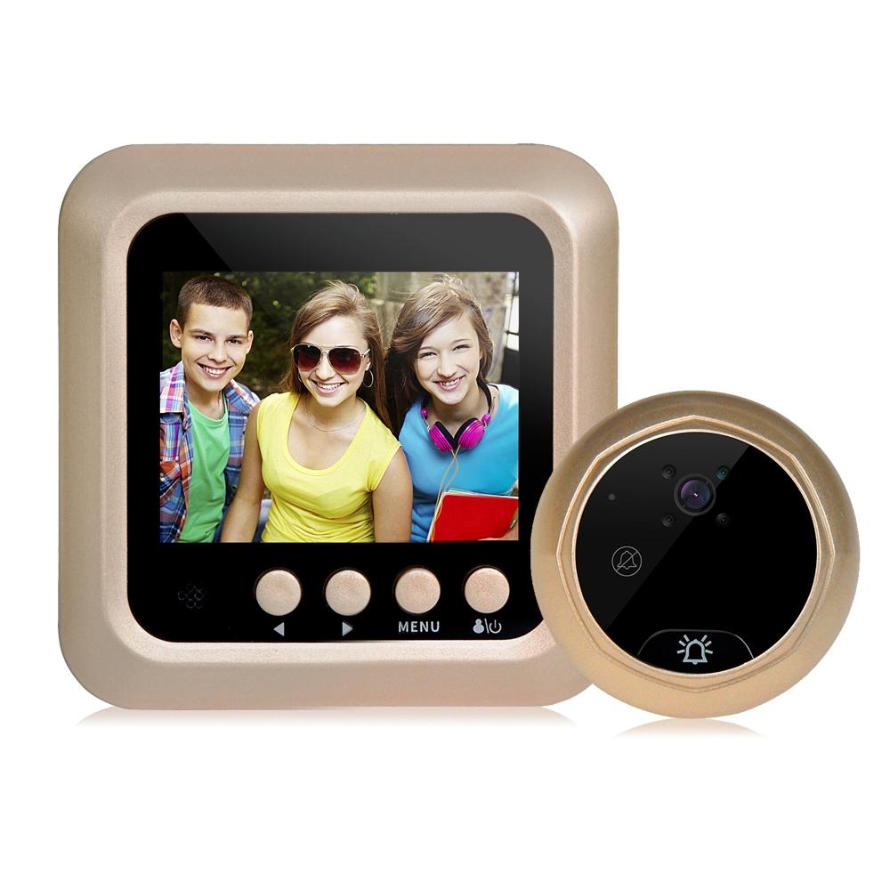 2.4 Screen 2.0Mp Security Camera With Night Vision And Video Recording - No Disturb Peephole Viewer - Gold