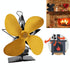 Efficient 4-blade Heat-powered Stove Fan - Aluminum - Gold
