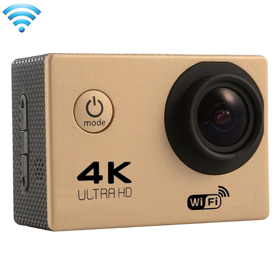 170 Degree Wide Angle Wifi Action Camera with Waterproof Case - Supports 64gb Micro Sd - Gold