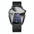 Men Diamond Dial Quartz Watch - Locomotive Concept - Black Mash Black Steel White Surface