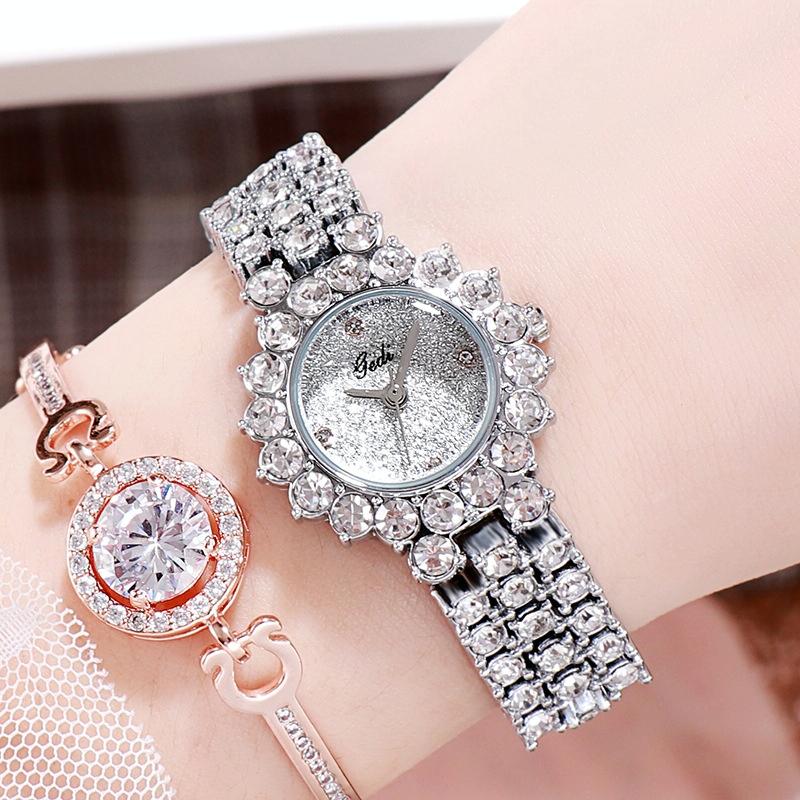 Women Quartz Bracelet Watch with Diamond Accents - Silver Shell White Plate