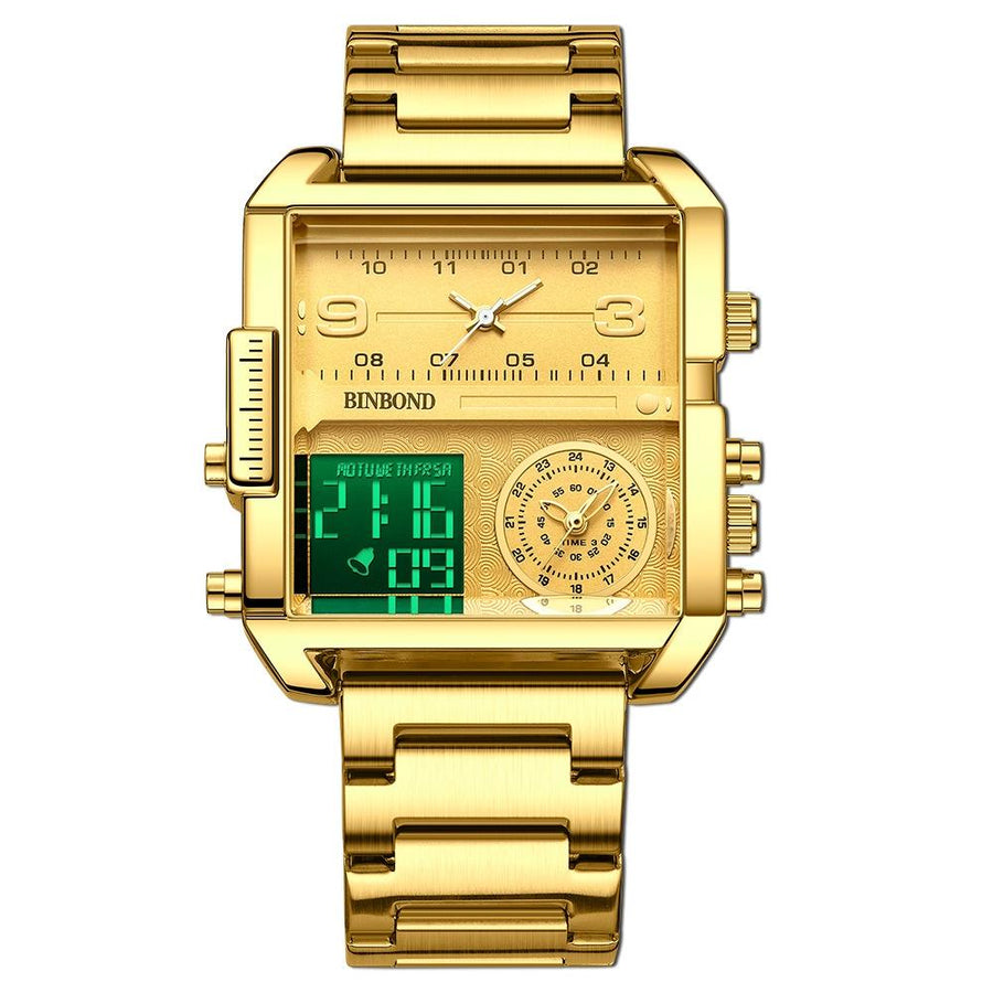 Waterproof Square Multifunctional Sports Quartz Watch - Full-Gold-Gold