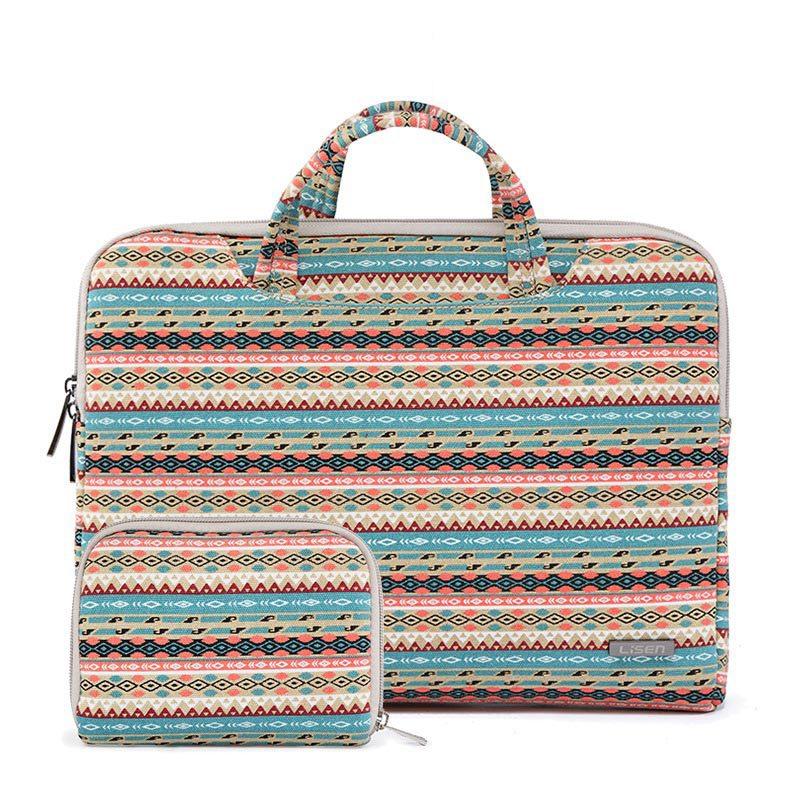 11.6 Inch Simple Business Laptop Bag with Liner - Ls-116 - Canvas Diamond Lattice Light Green