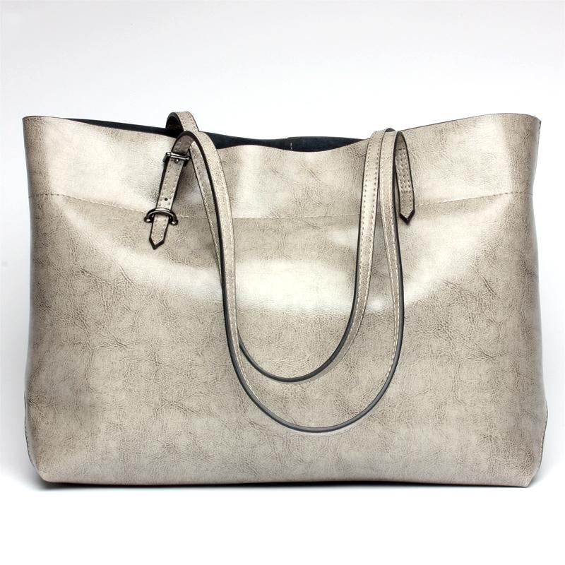 Stylish Shoulder Tote For Women - Elephant Grey Horizontal Version