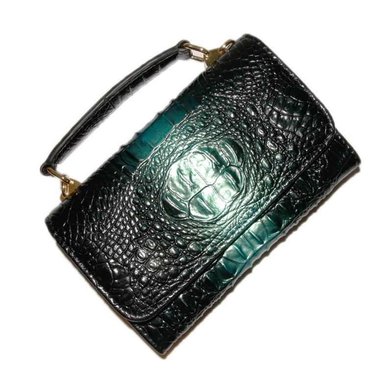 Versatile Lady Crossbody Wrist Bag - Multi-functional - Crocodile Head Green