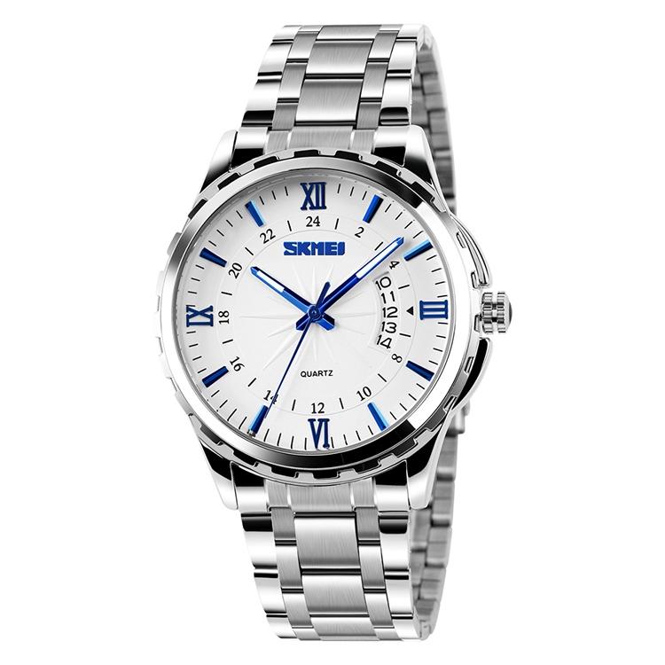 Waterproof Silver Shell Quartz Watch - Multifunctional Outdoor Fashion - Blue