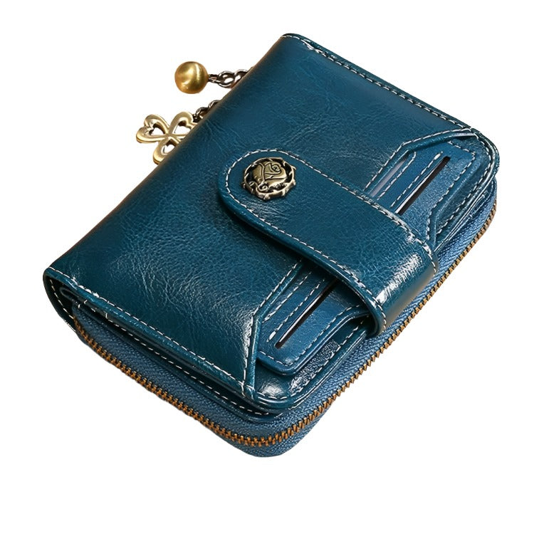 Rfid-blocking Women Wallet with Card Slots - Anti-magnetic - Blue