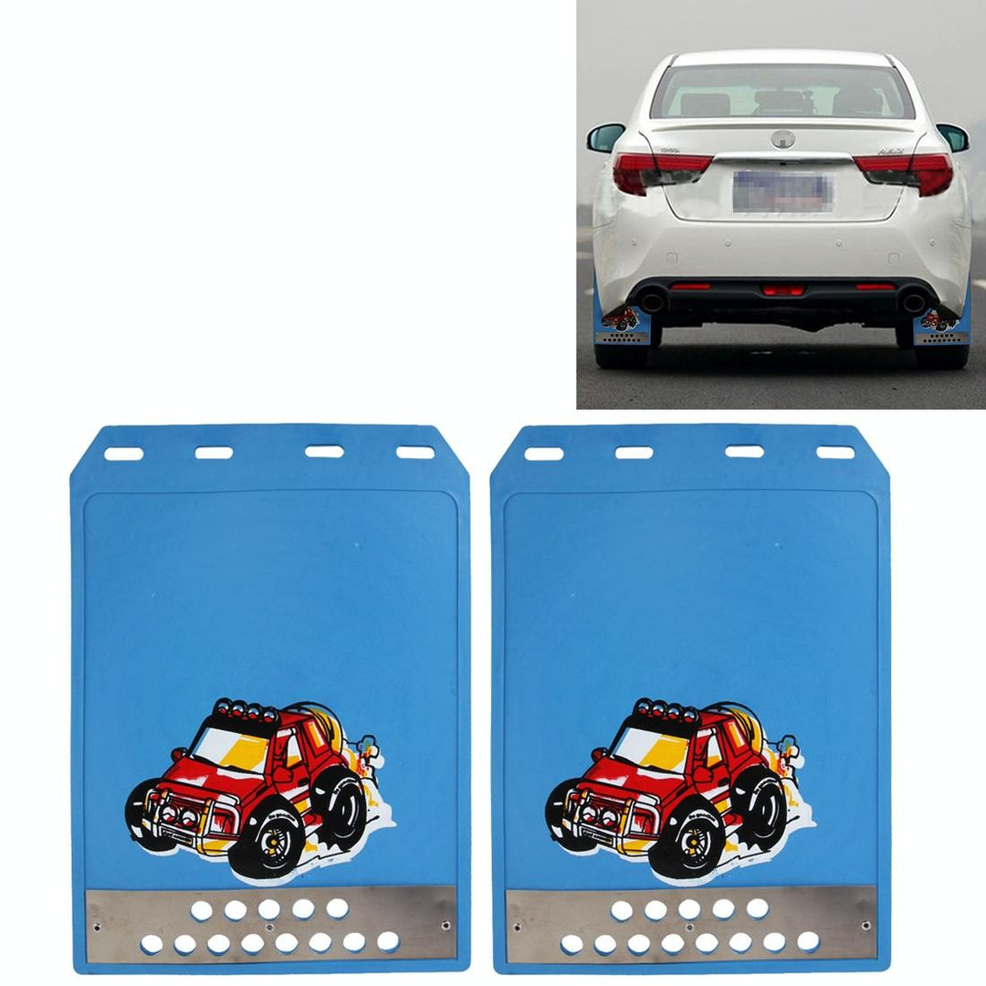 2 Pcs Premium Heavy Duty Molded Splash Mud Flaps Auto Front And Rear Fender Guard Small Size Random Pattern Delivery - B