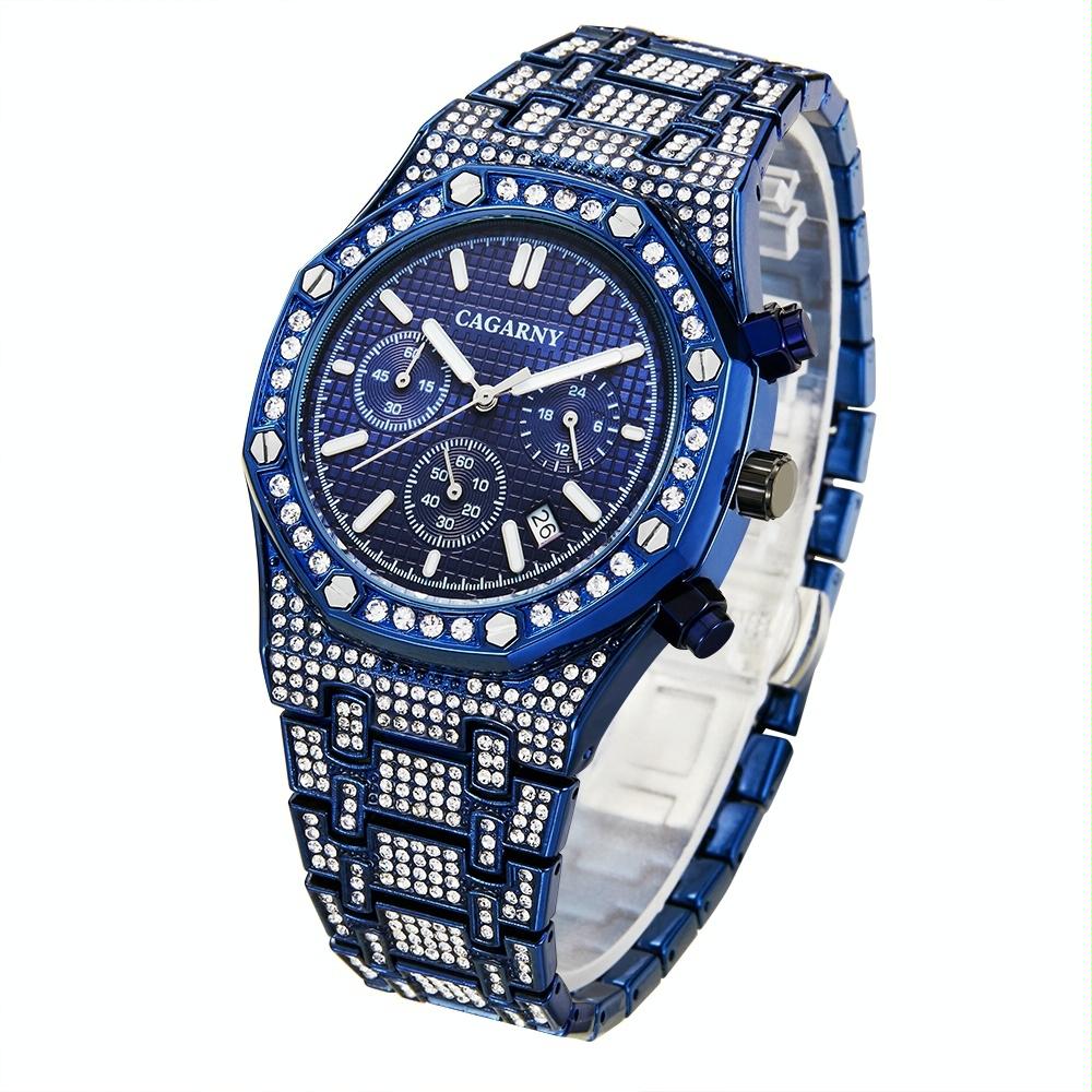 Men Stainless Steel Watch with Diamond-studded Dual Movement - Wa0334L