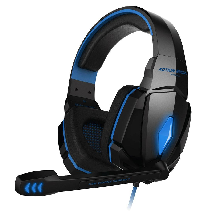 Pc Gaming Headset With Mic Led Volume Control 2.2M Cable Blue / Black - Pc0105L