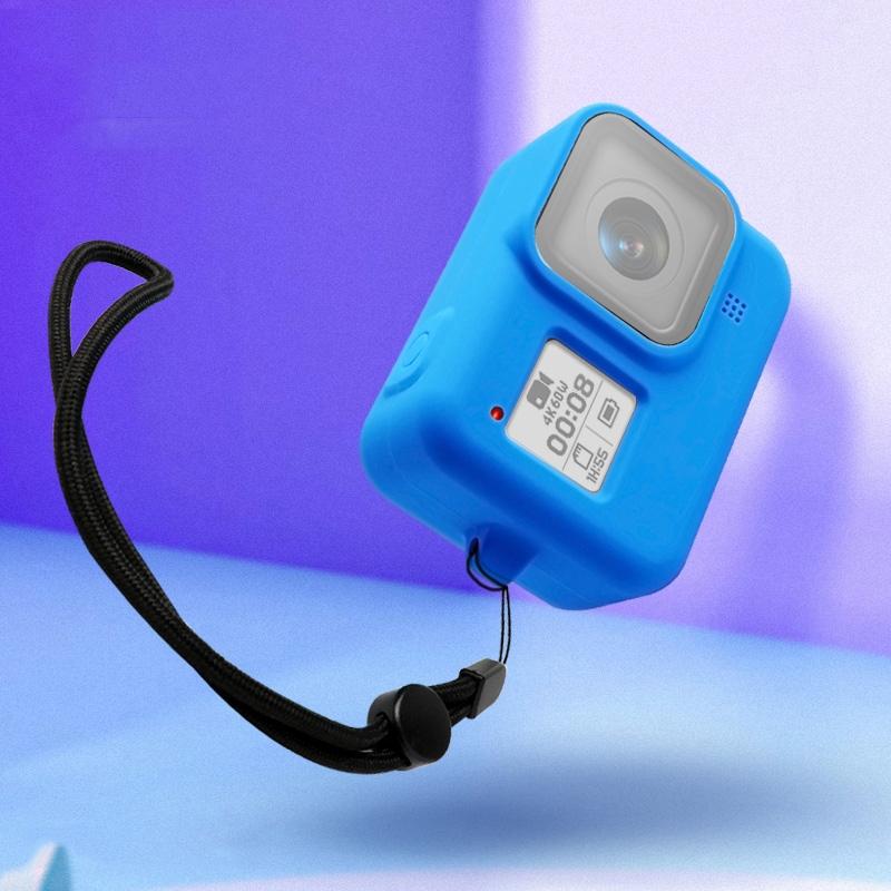 Gopro Hero8 Silicone Case with Wrist Strap - Protective Cover - Blue