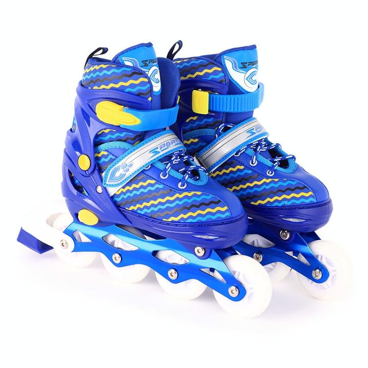 Kids' Full-flash Roller Skates - White Size m - Blue