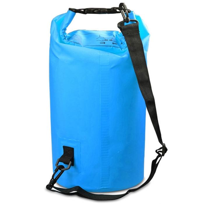 30L Outdoor Waterproof Double Shoulder Bag Dry Sack Pvc Barrel Bag - Sky Blue