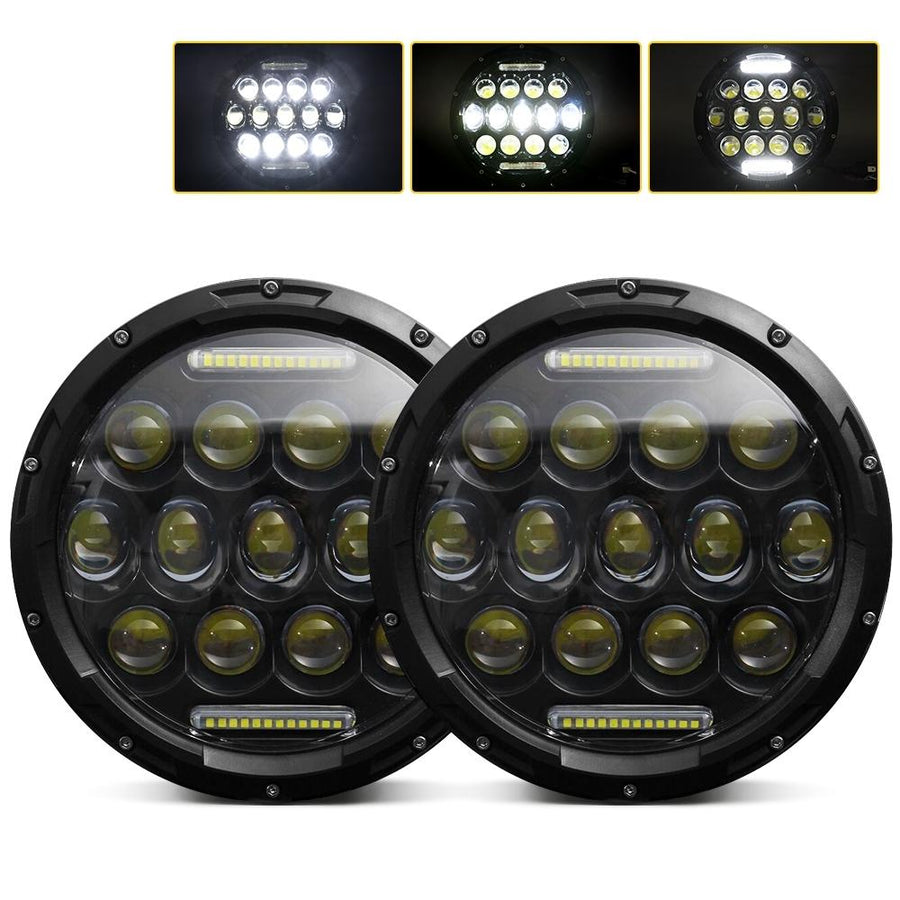 2 Pcs 7 Inch Dc10 - 48V 36W 6000K Harley Motorcycle Headlight With 12 Smd - 5630 - Led Lamps And 12 Crystal Lamp Beads W