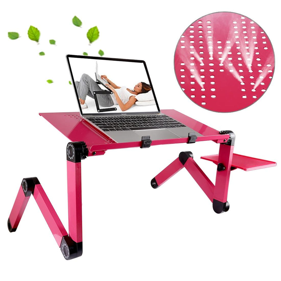 Adjustable Foldable Laptop Stand - Portable 360 Degree Aluminum - Magenta