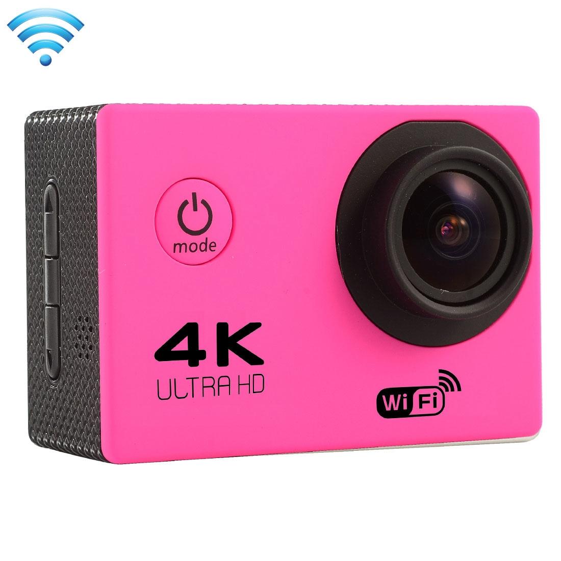 170 Degree Wide Angle Wifi Action Camera with Waterproof Case - Supports 64gb Micro Sd - Magenta