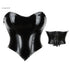 Strapless Bustier Corset Crop Top Plus Size S-6Xl 9 Glue Boned Heart Shape Zipper Closure Synthetic Leather - M
